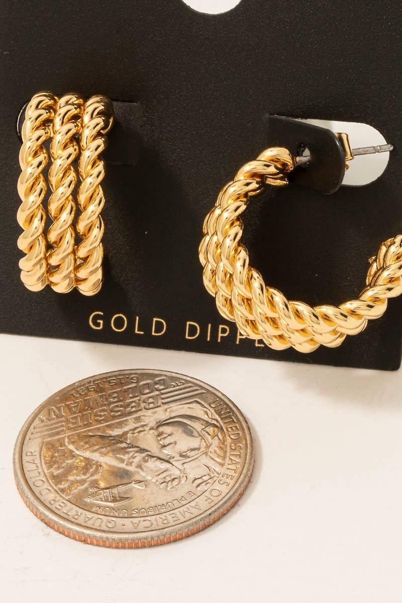 Abe Gold Dipped Layered Twisted Hoop Earrings