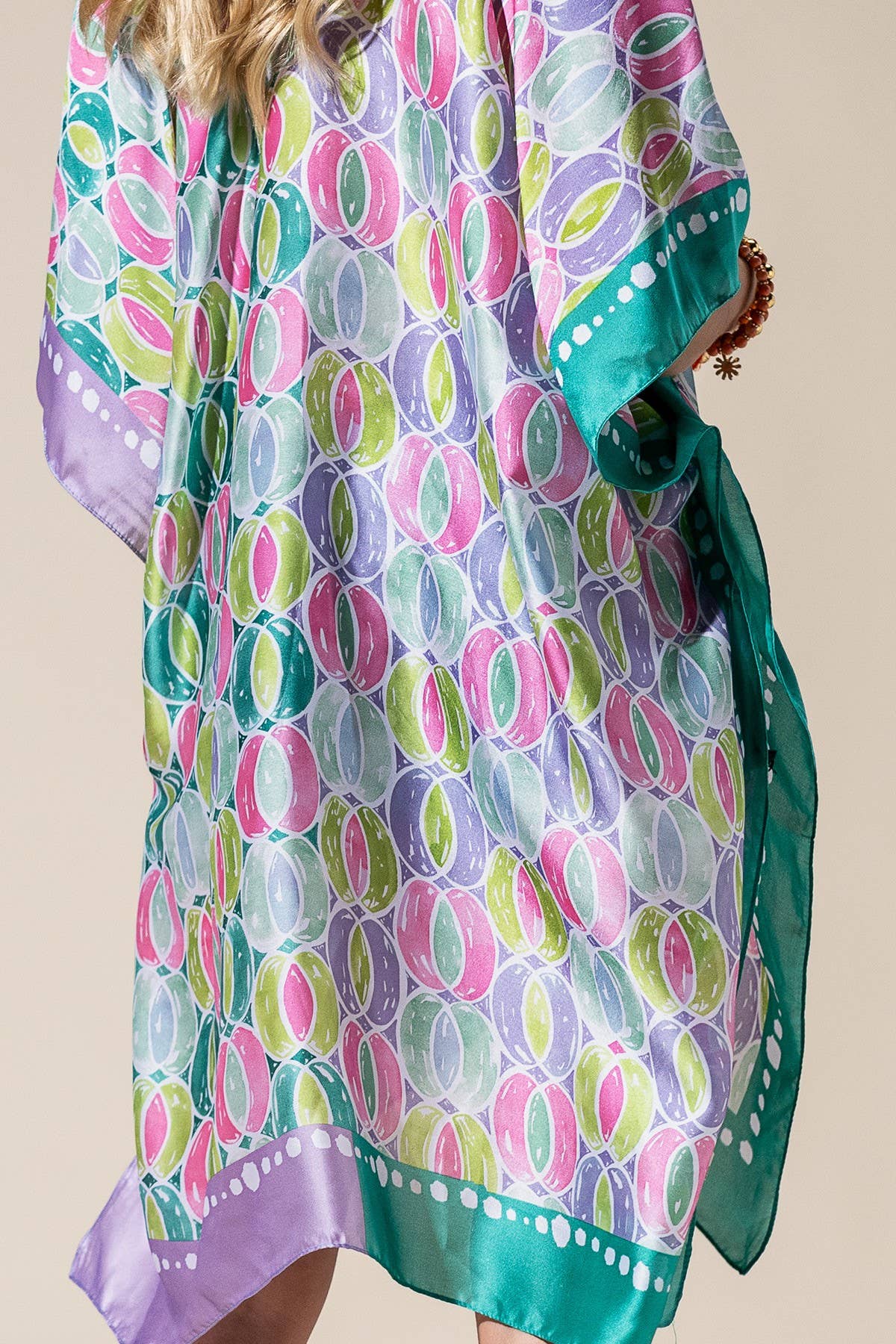 Herb Abstract Print Silky Feel Kimono