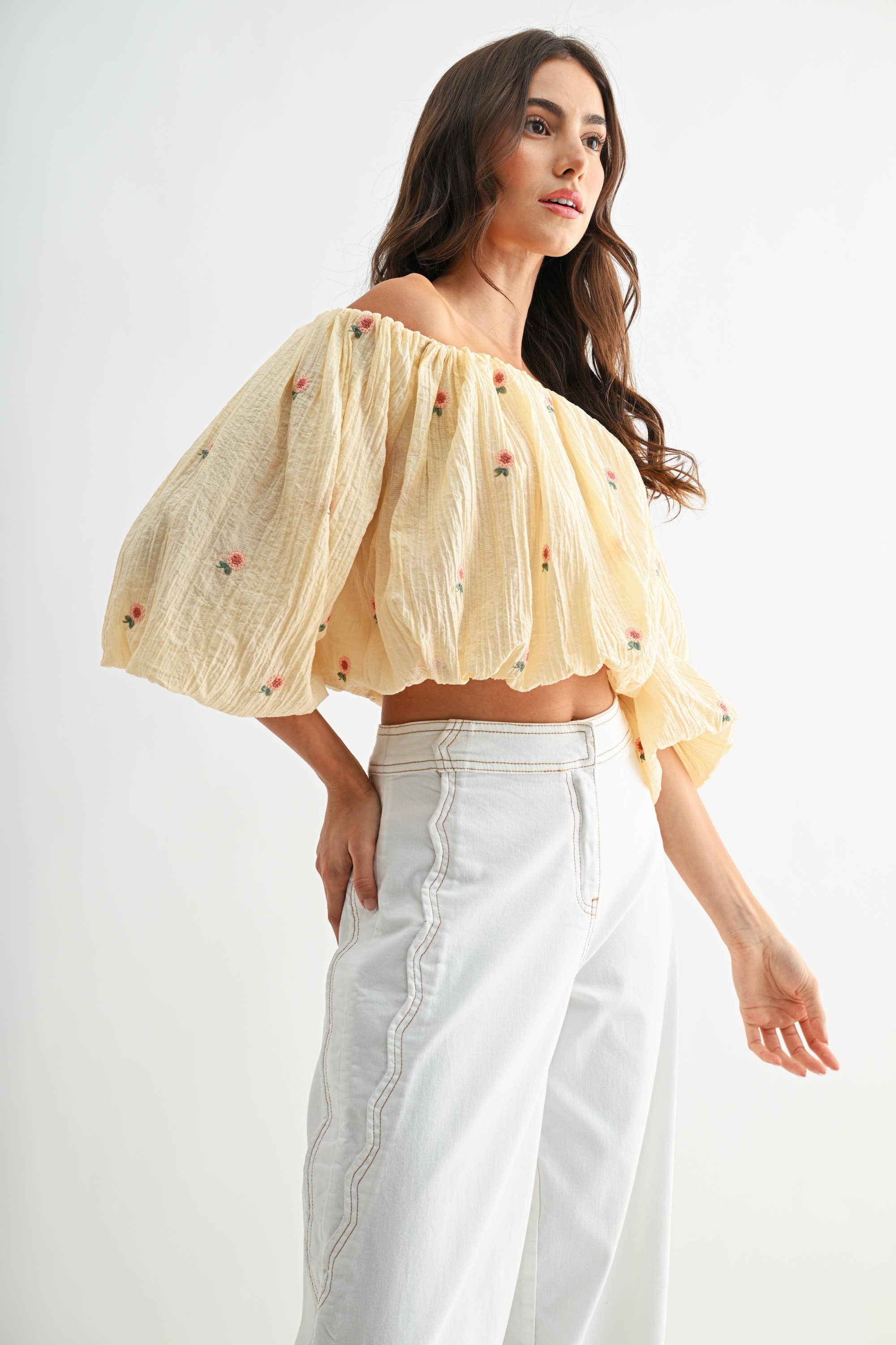 Viktor Off-Shoulder Floral Embroidered Blouse