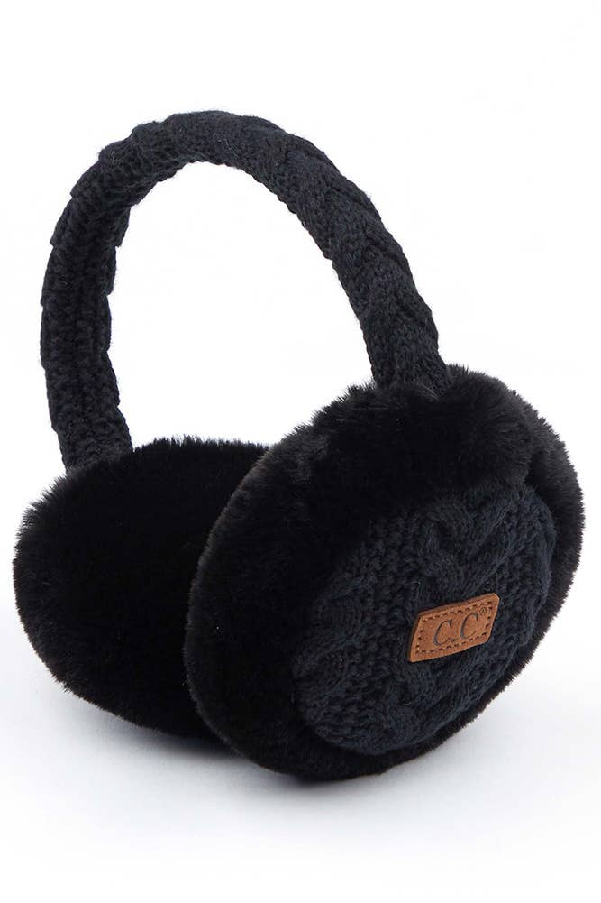 C.C Cable Knit Fur Earmuff Ear Warmers (4 Colors!)