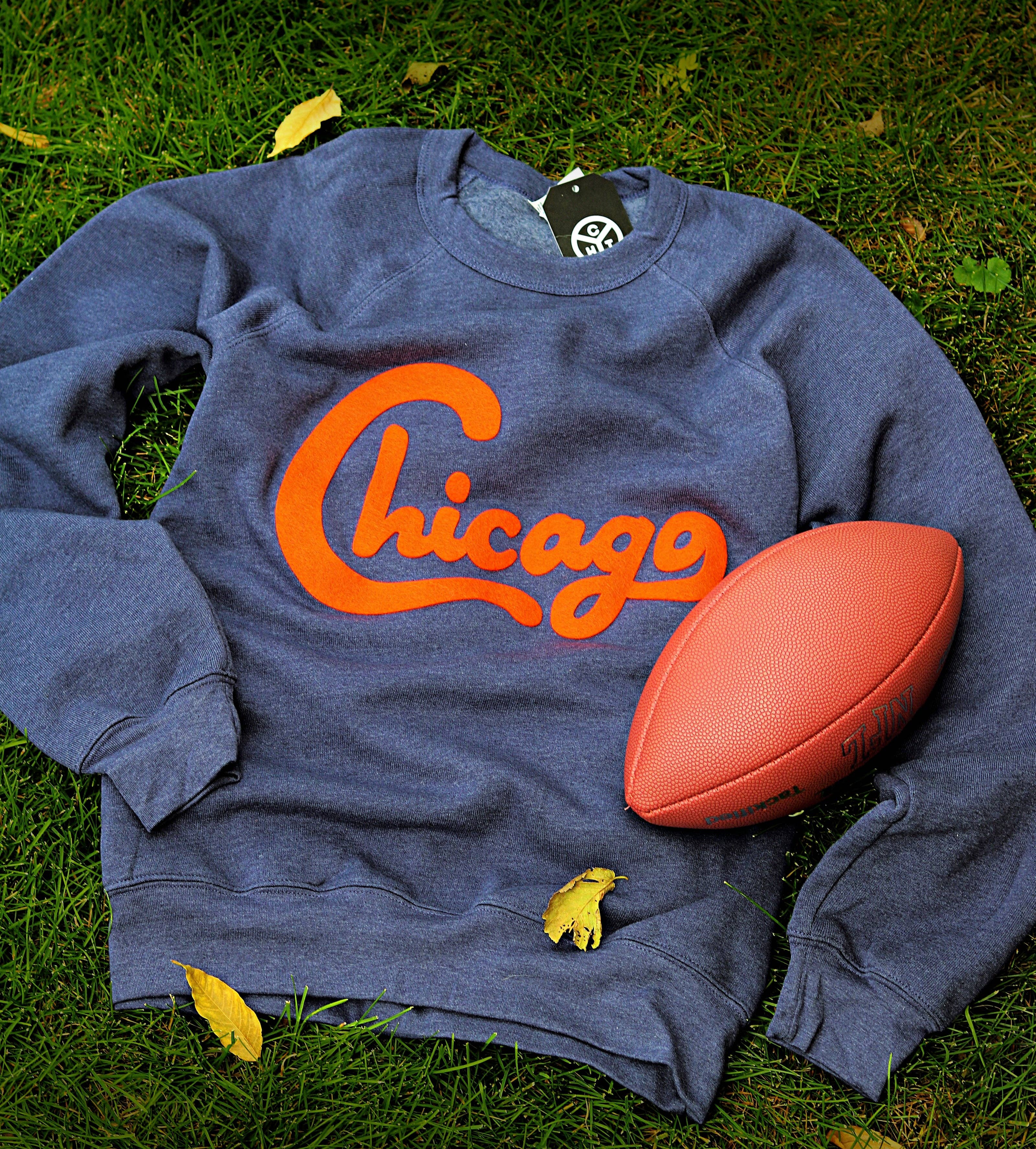 Chicago Football Felt Applique Crewneck Sweatshirt PREORDER
