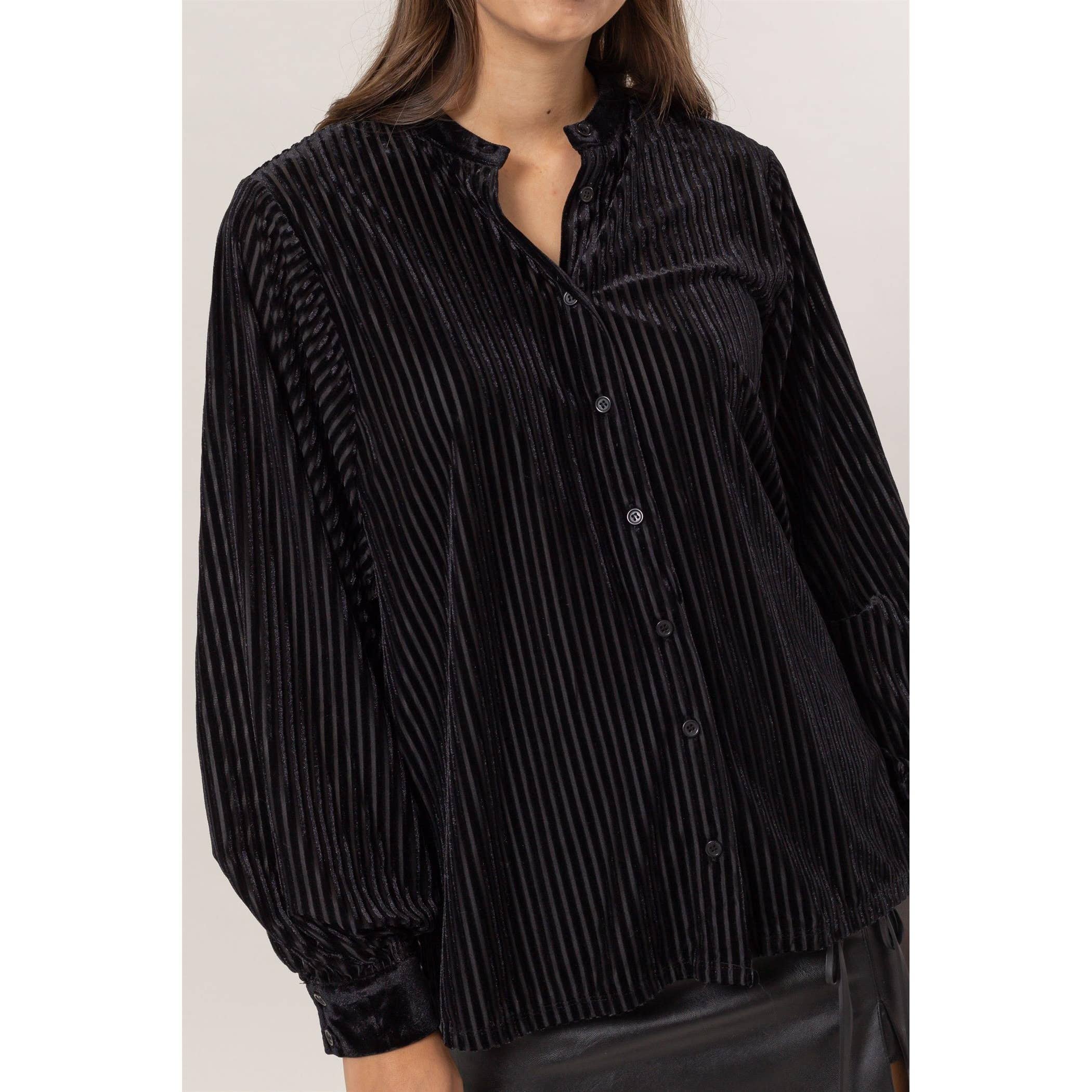 Vorheiss Velvet Striped Blouse FINAL SALE