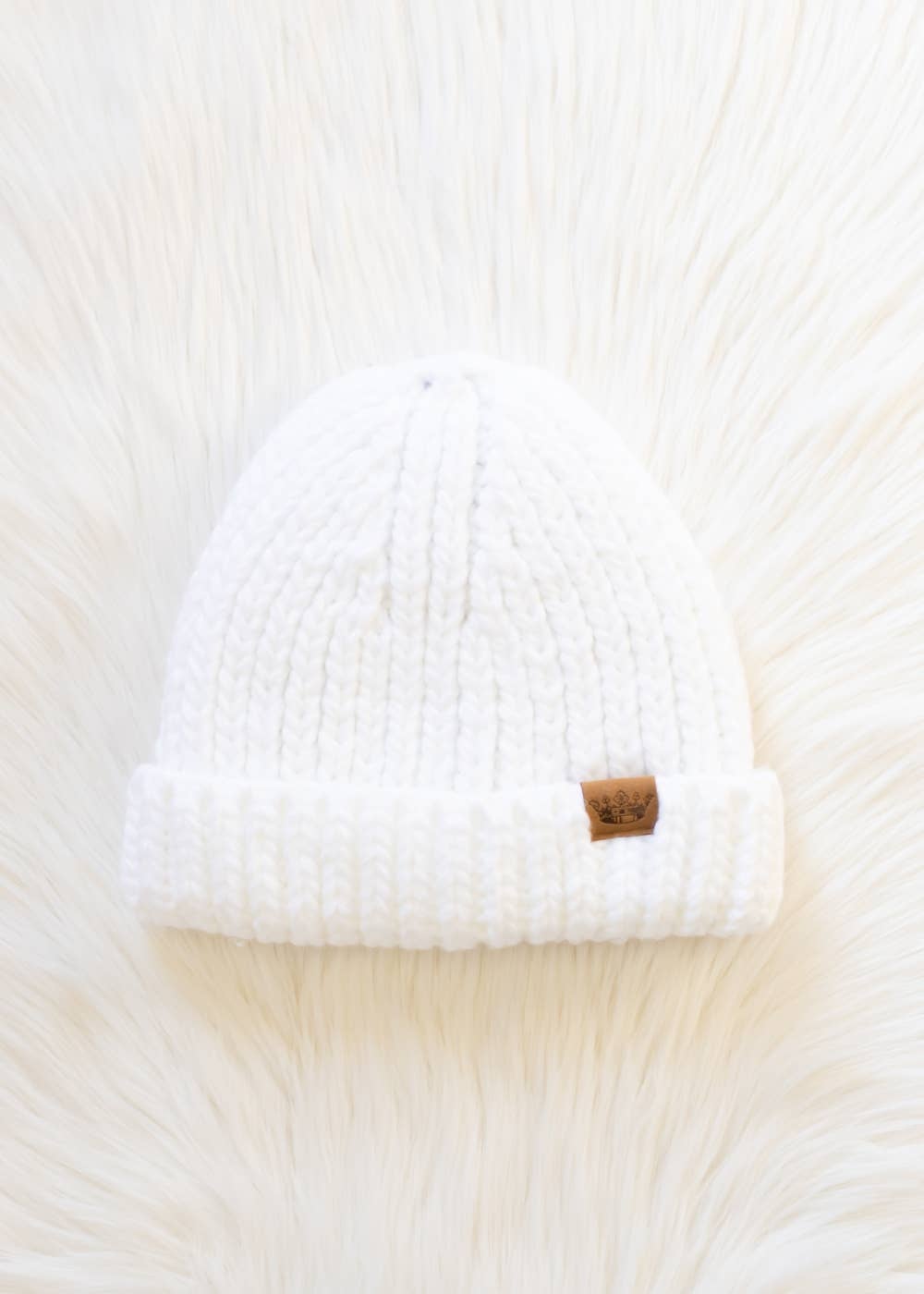 Wendy White Chunky Knit Beanie