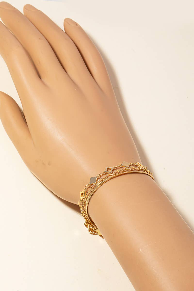 Roper Clover Charms Mixed Layered Bracelet