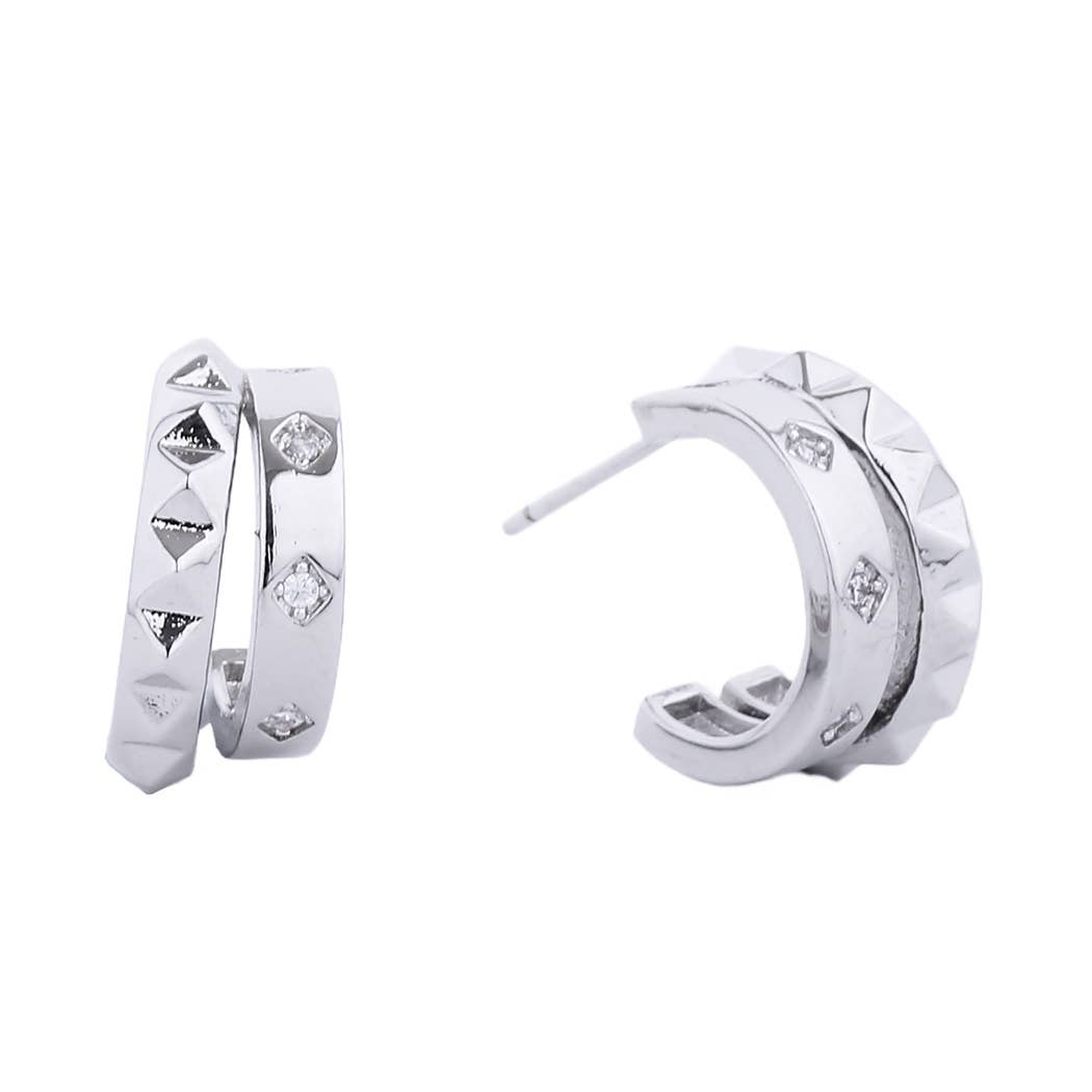 Devyn Gold-Dipped Spiky Double Hoop Post Earrings (2 Colors!)