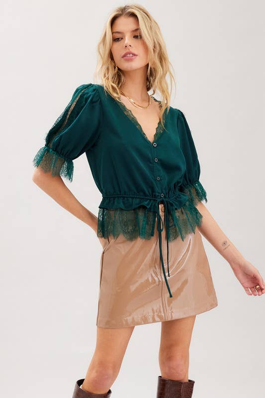 Fiat Satin Lace Trim Top
