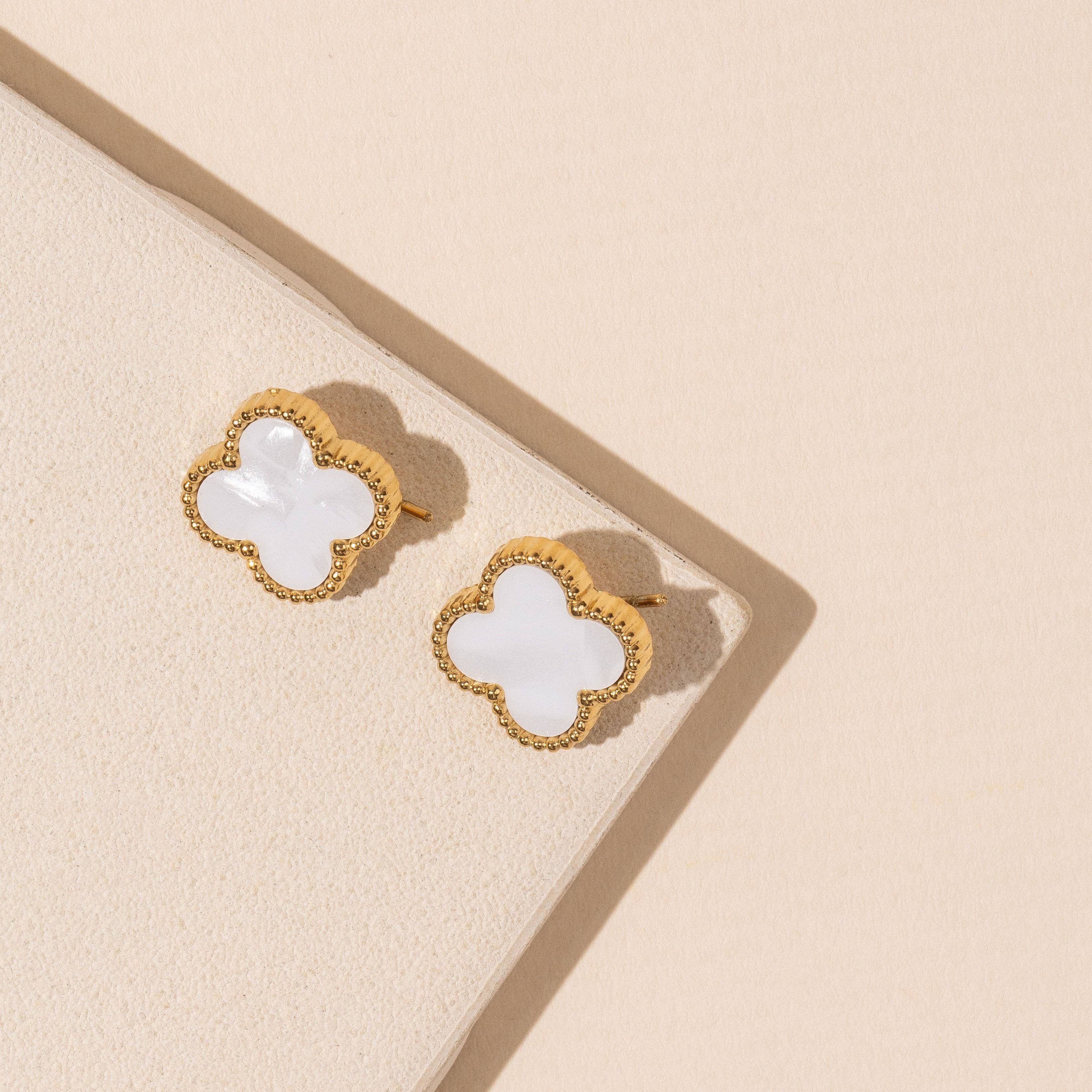 Liah Flower Shaped Gold Stud Earrings