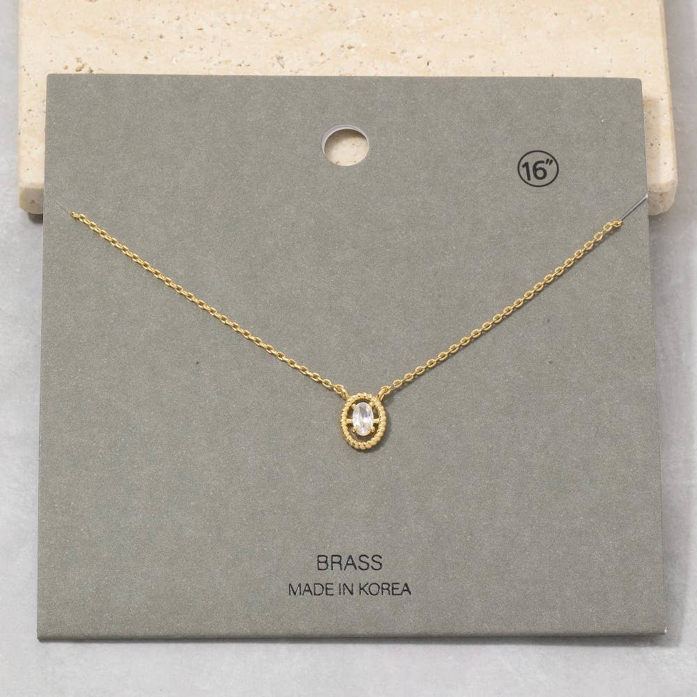 Roe Gold Oval Rope Bezel Pendant Necklace