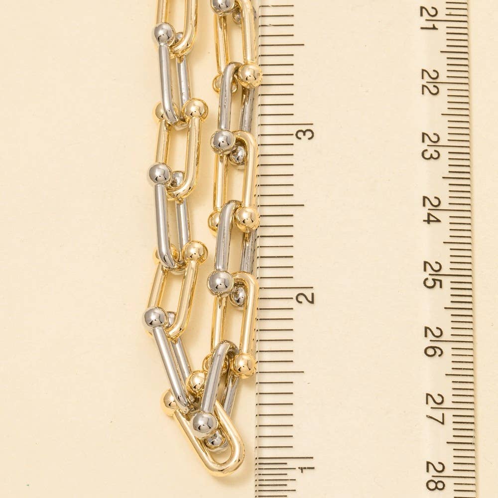 Singer Two Tone U Chain Link Necklace