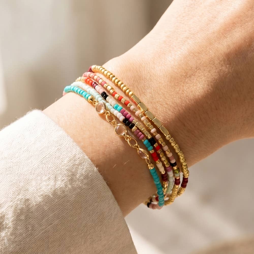 Arturo Multicolor Seed Bead Bracelet Layering Set