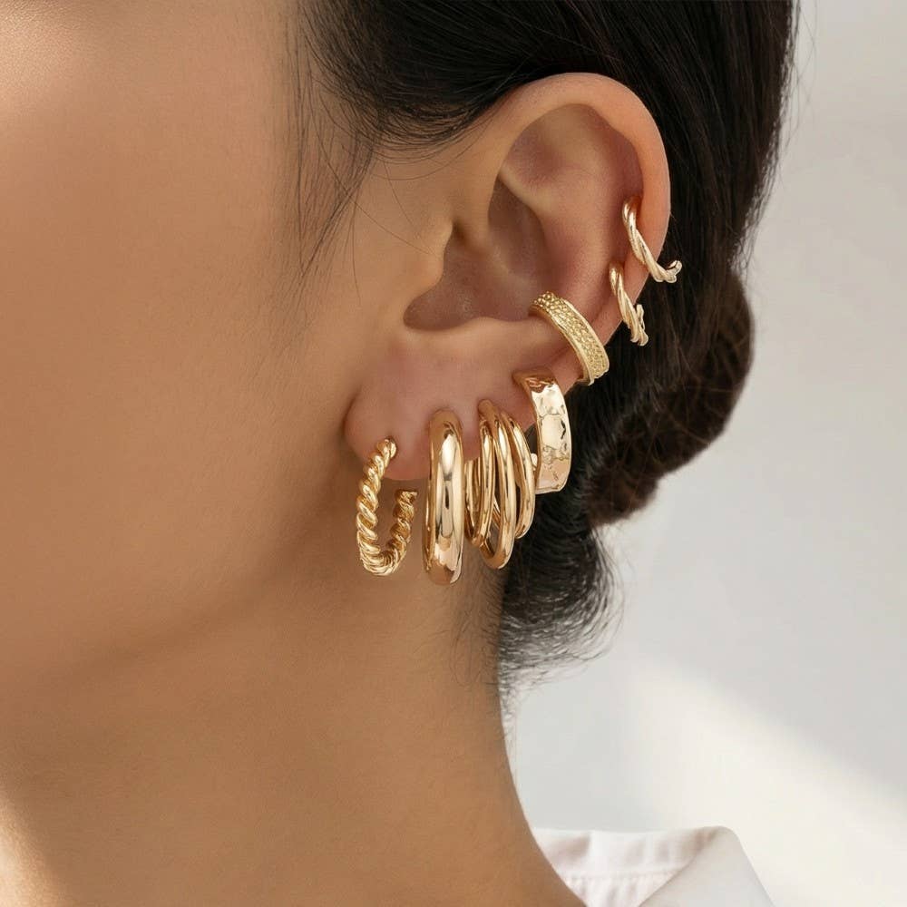 Rudy Assorted 6 Pair Hoop Earrings Set