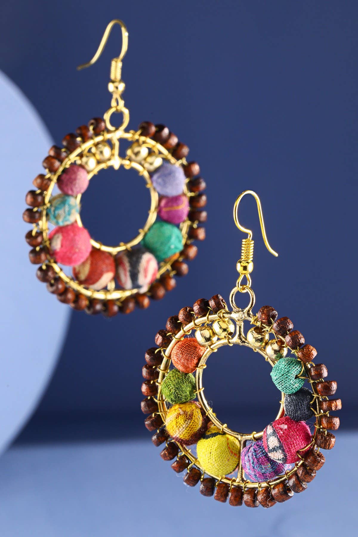 Handmade Circular Beaded Hoop Earrings