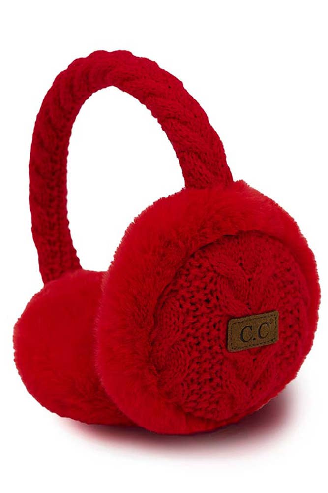 C.C Cable Knit Fur Earmuff Ear Warmers (4 Colors!)