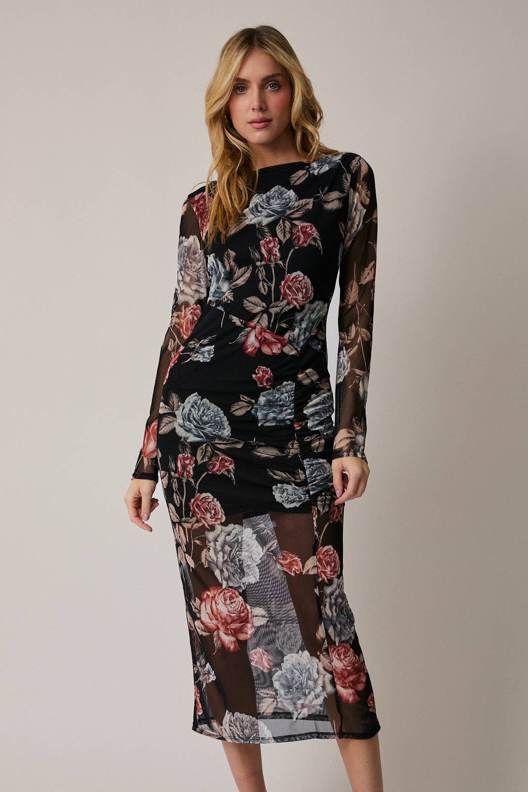 Victoria Boat Neck Floral Dress