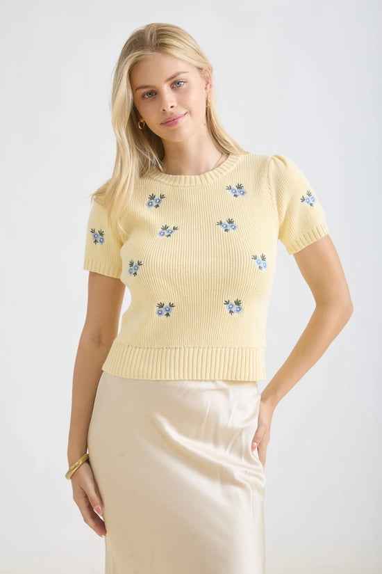 Tressa Lemon Floral Knit Top