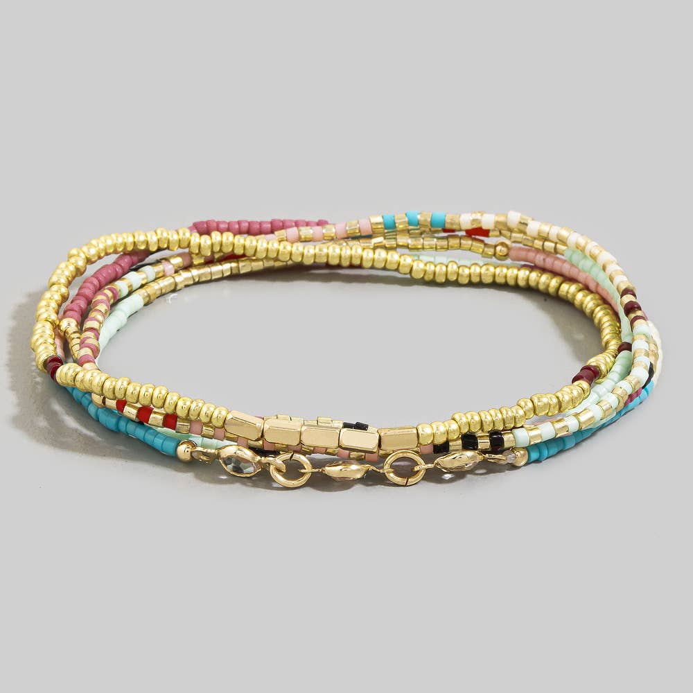 Arturo Multicolor Seed Bead Bracelet Layering Set