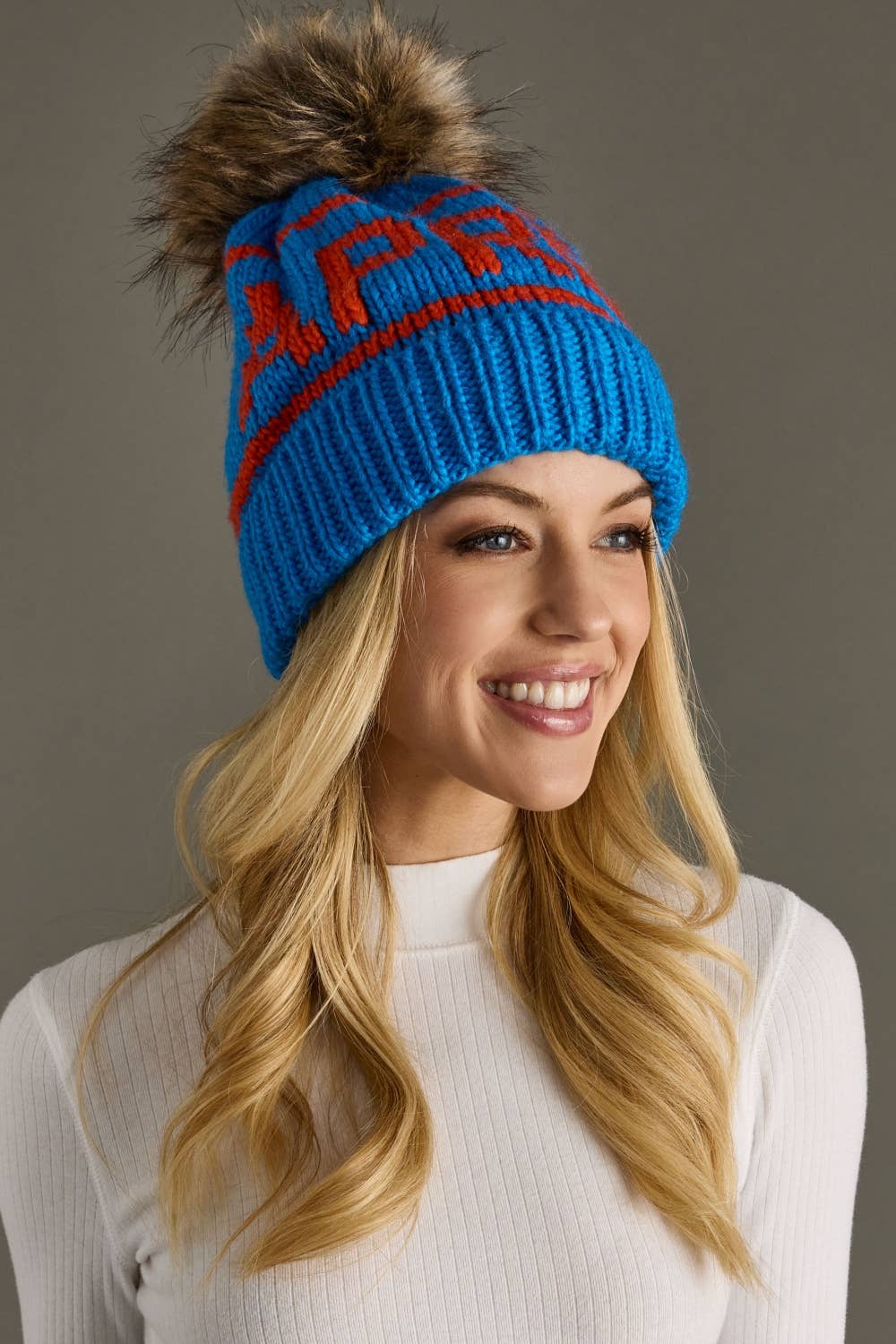 Lede Blue & Orange Apres Pom Hat