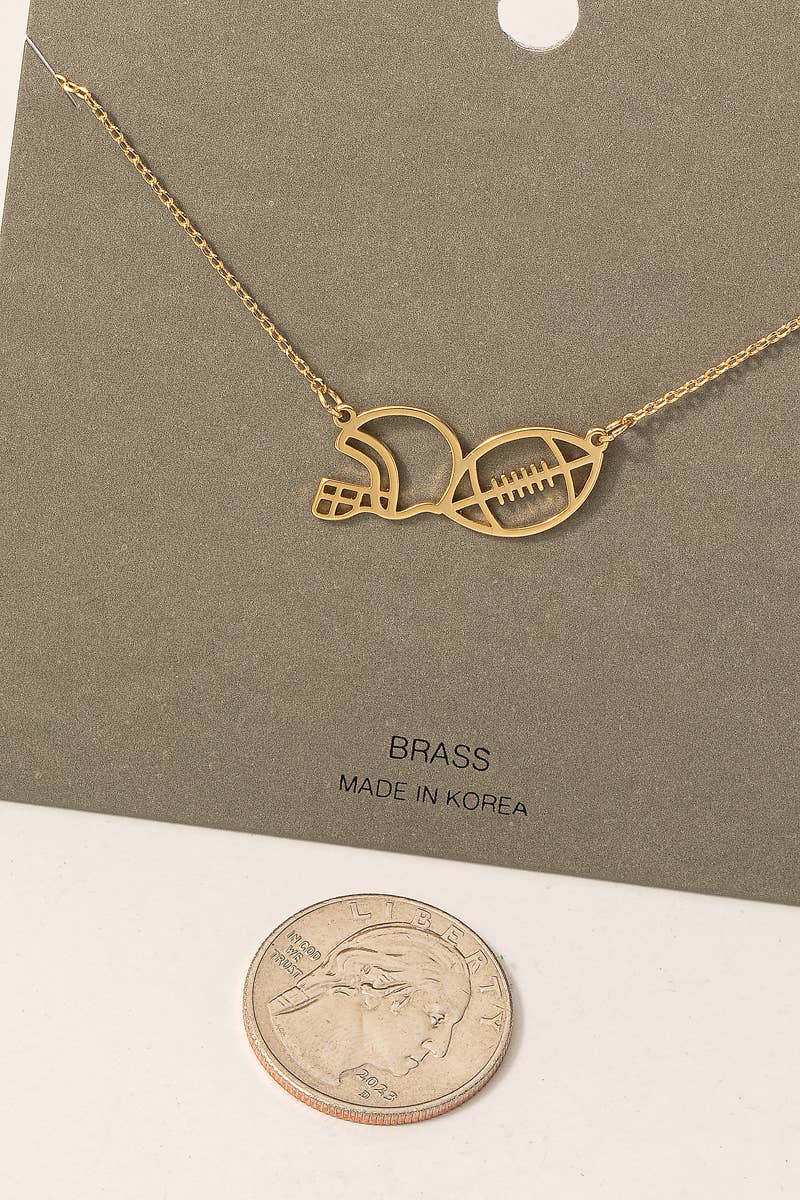 Game Day Football And Helmet Pendant Necklace