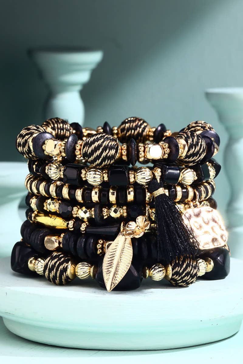 Fiona 7 Strand Multi Bead Stretch Bracelet