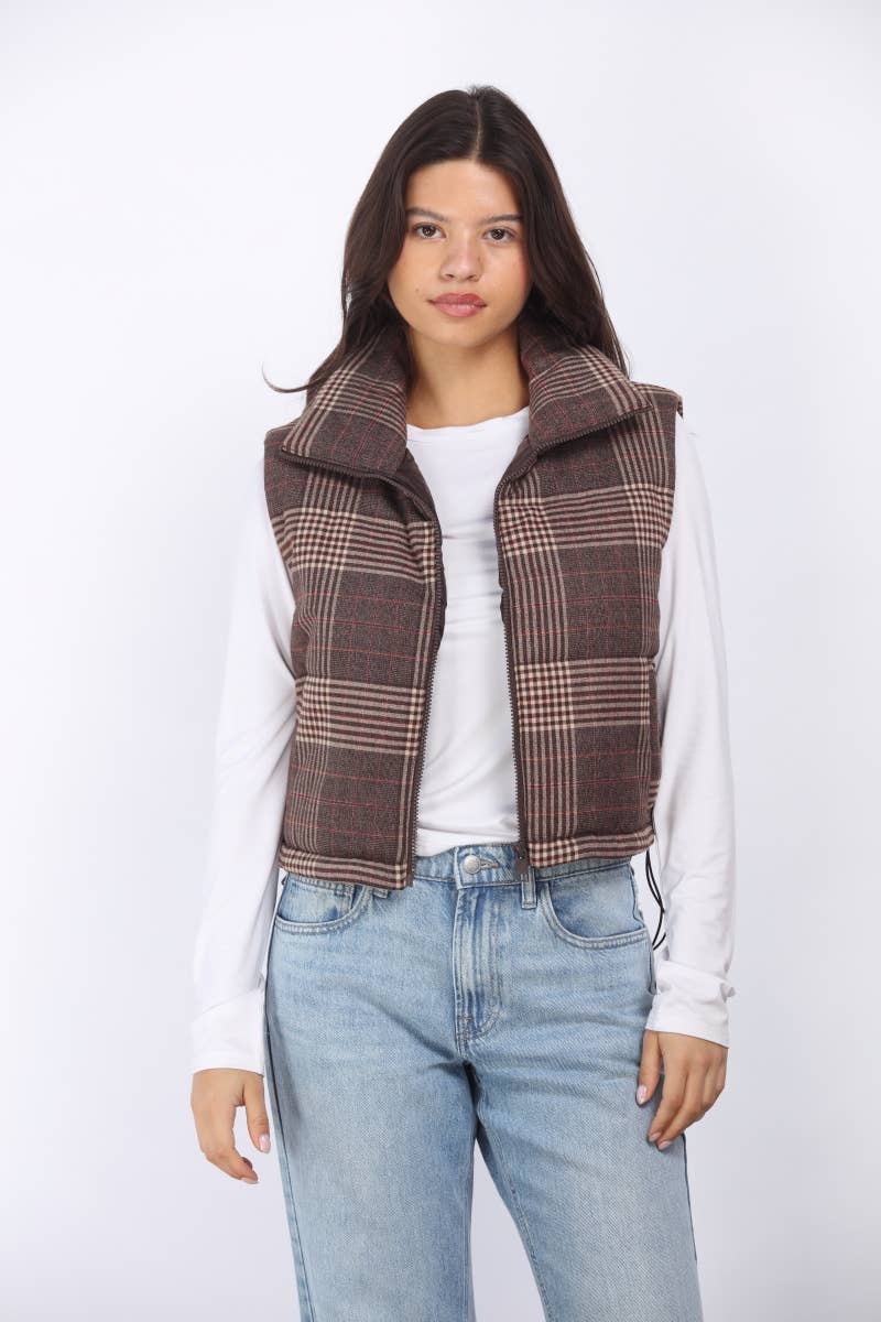 Gayle Plaid Puffer Vest