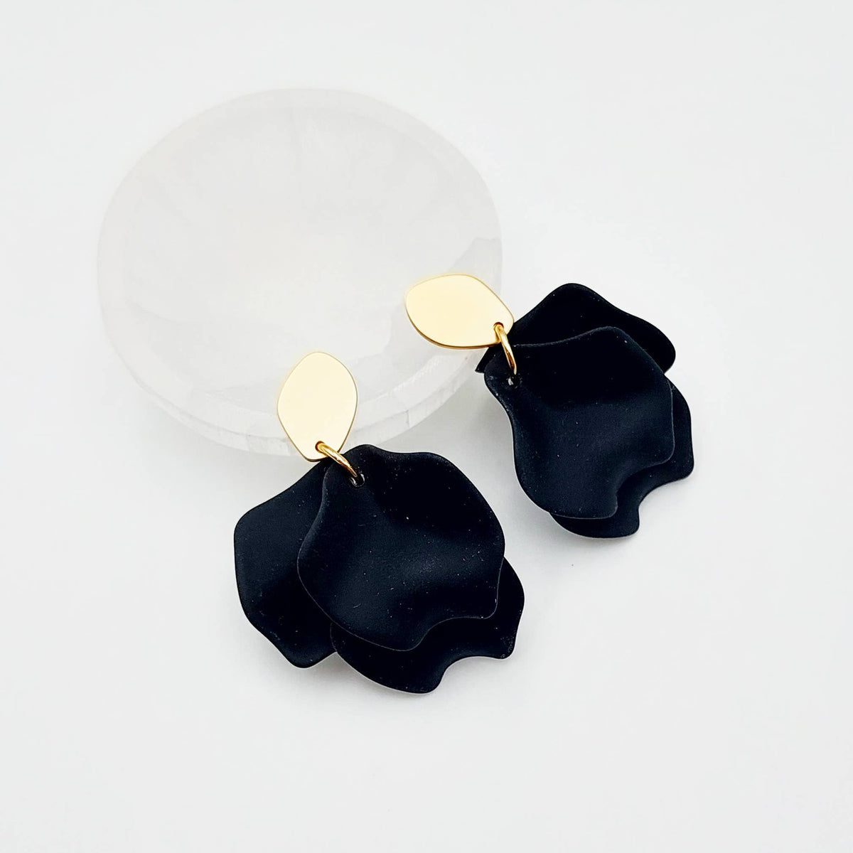 Donner Black Petal Drop Earrings