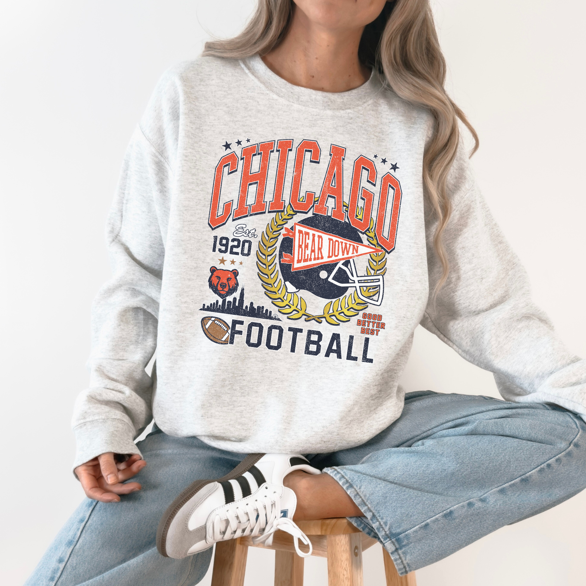 Chicago Football Vintage Inspired Graphic Sweatshirt