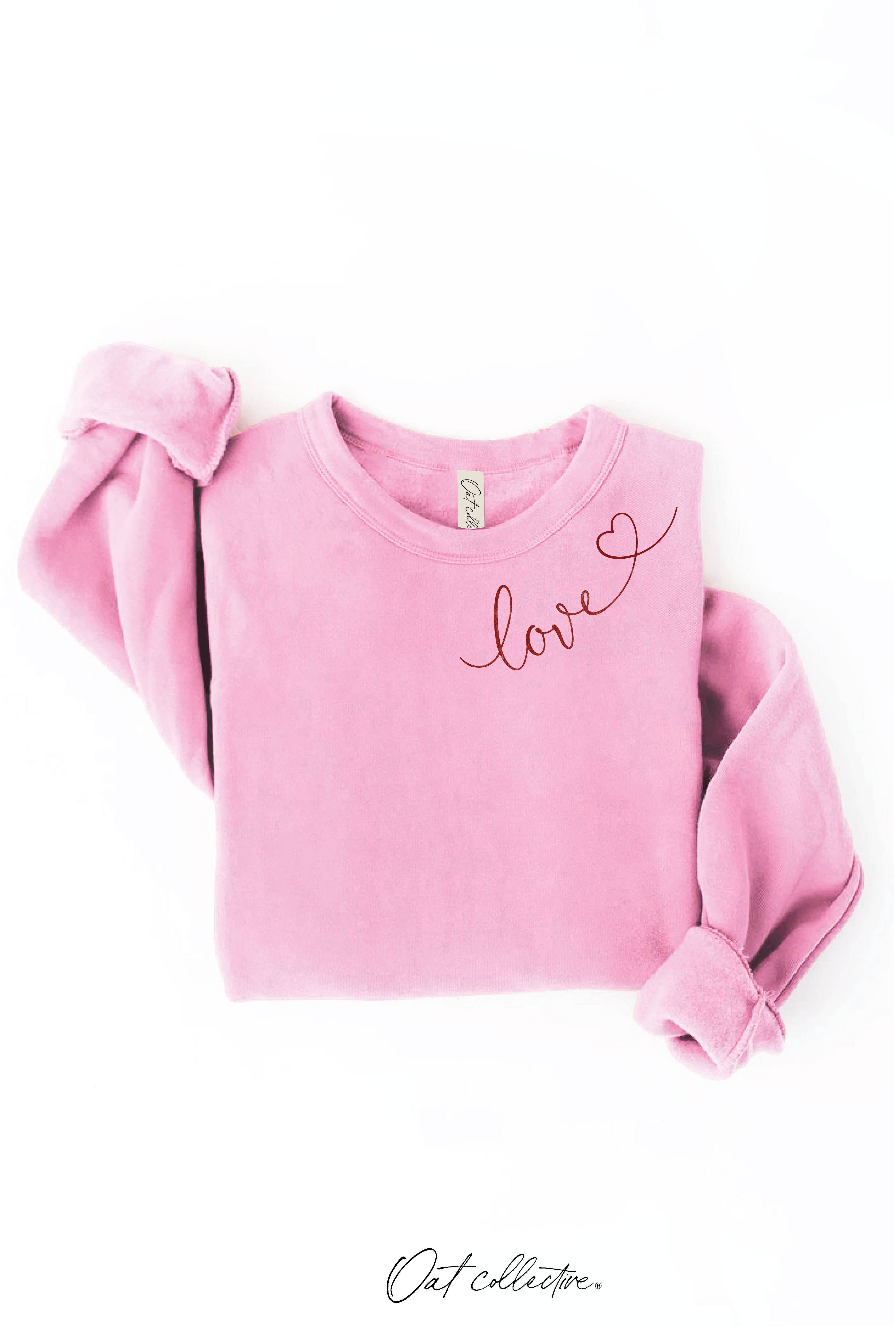Love Heart Neckline Graphic Sweatshirt