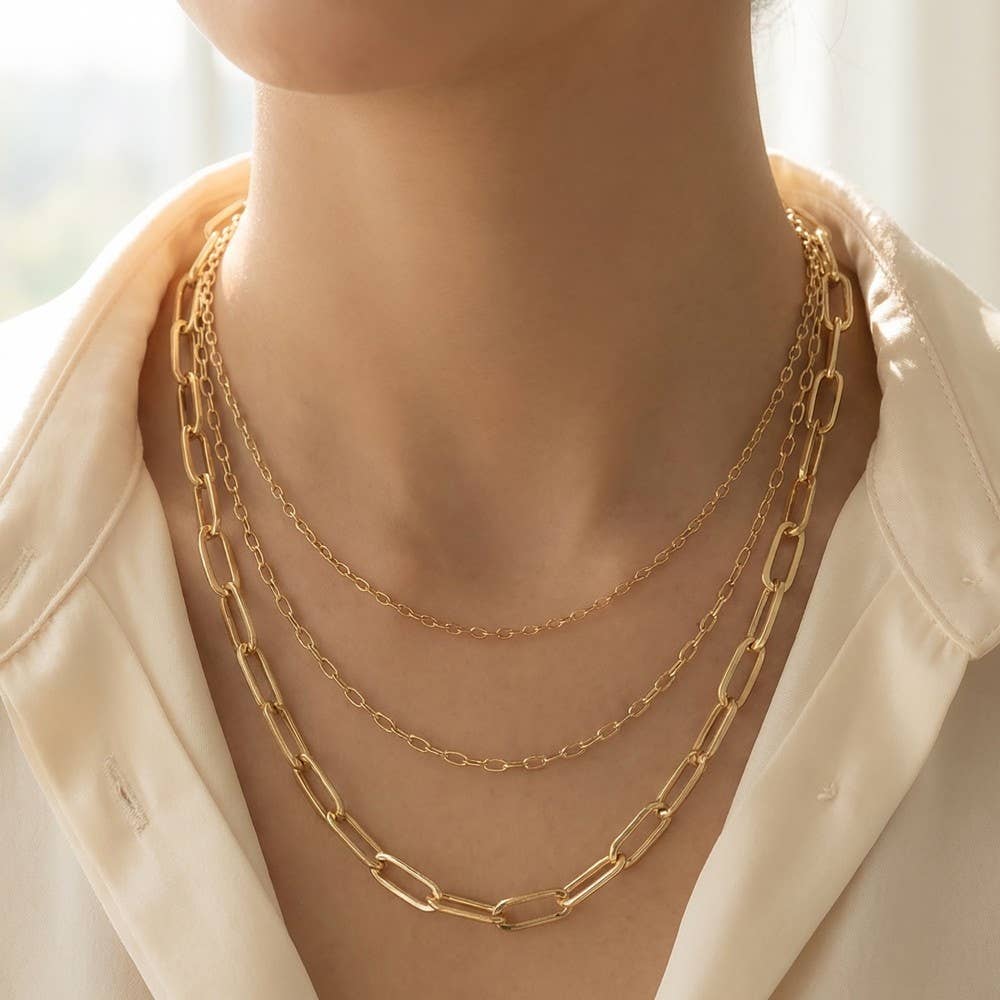 Abigail Triple Oval Chain Link Necklace
