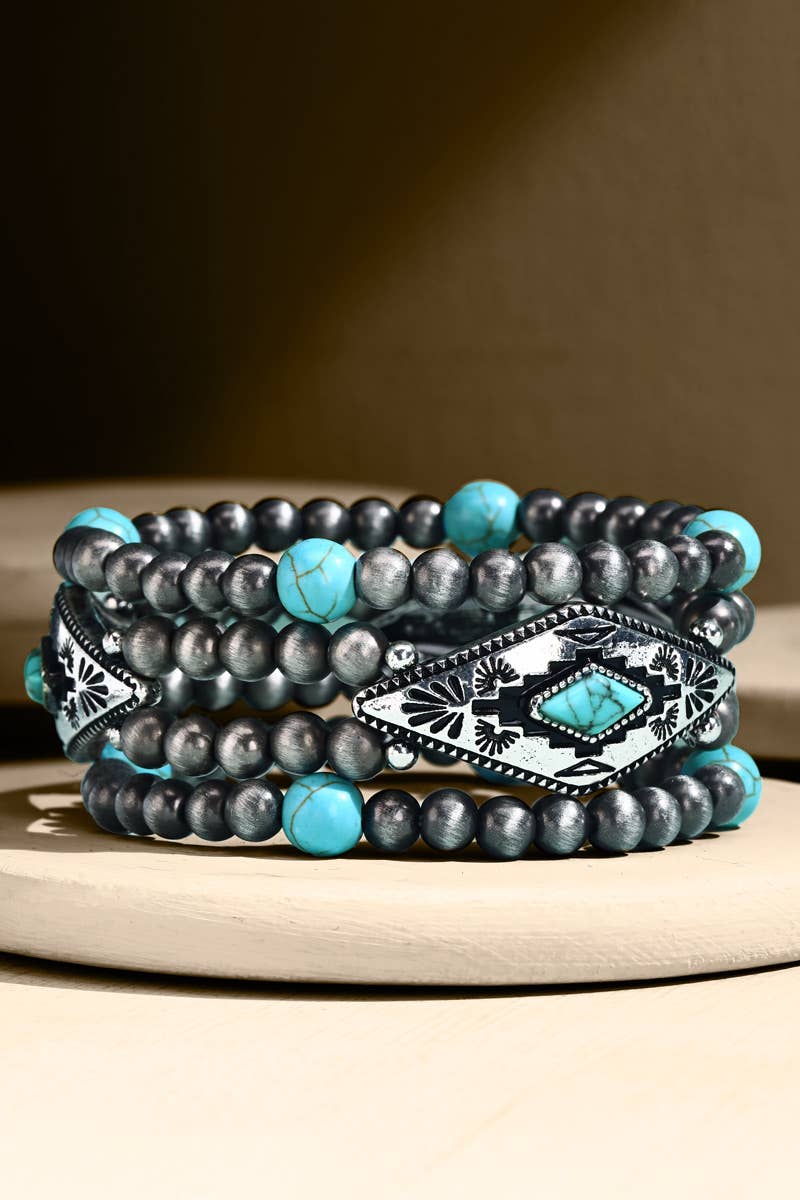 Foster Beaded Western Stretch Bracelet