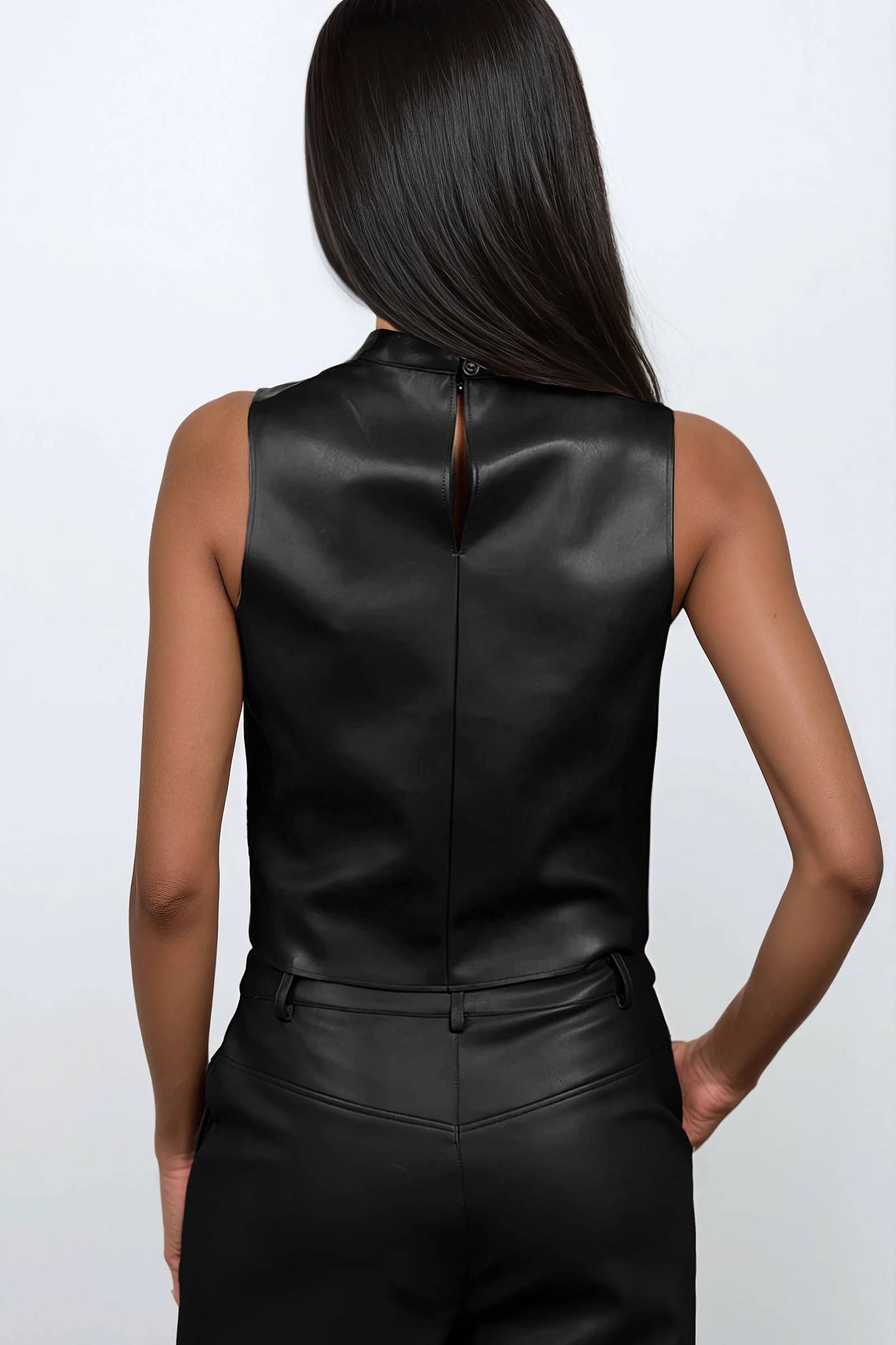 Mick Mock Neck Vegan Butter Leather Top