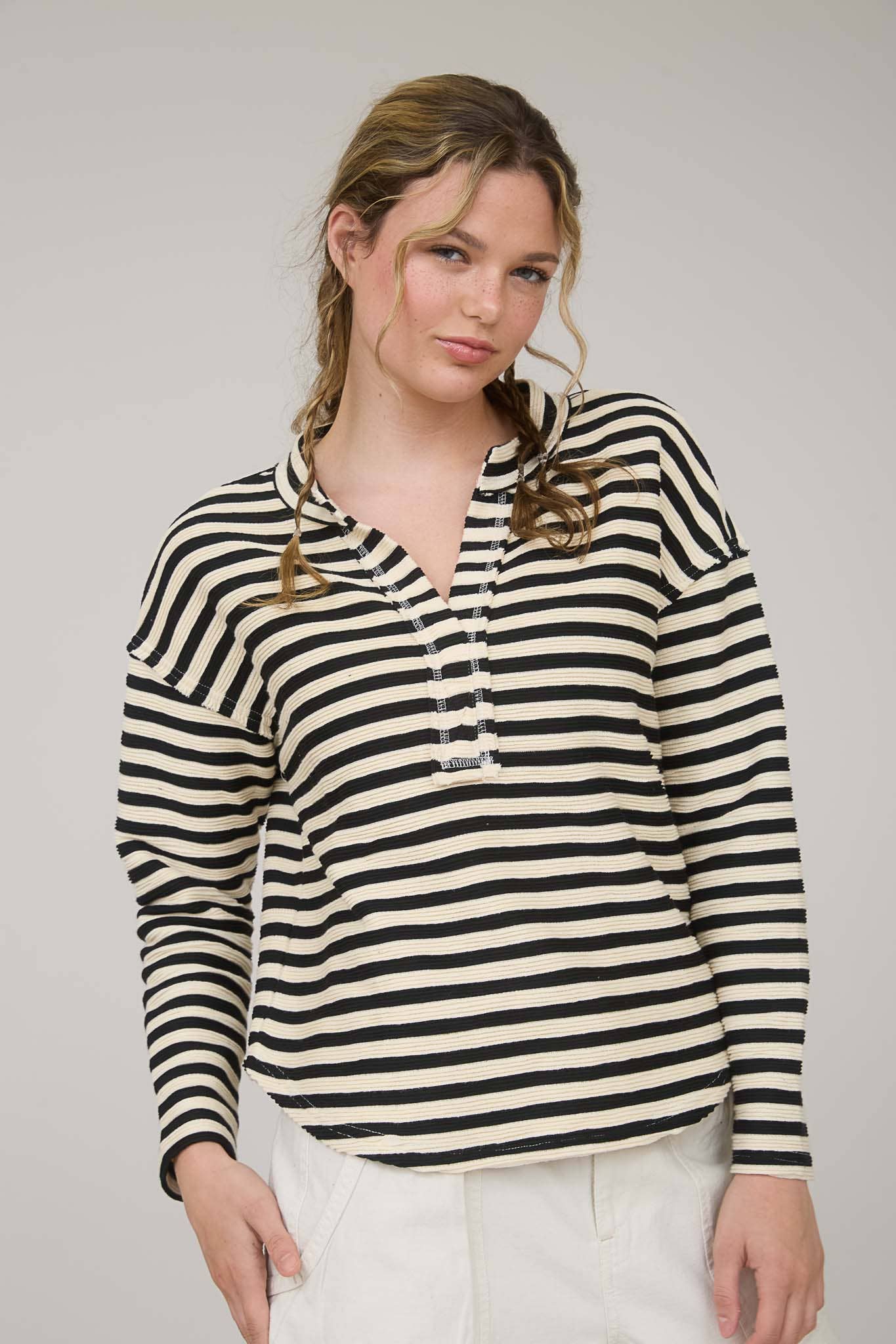 Stella Split Black Stripe Top