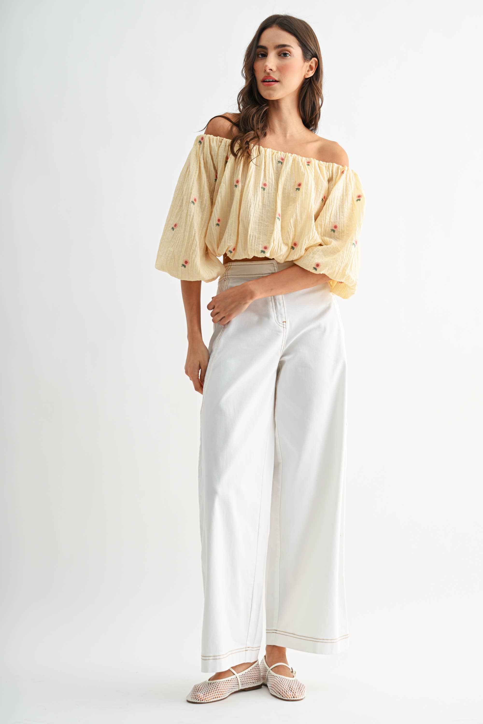Viktor Off-Shoulder Floral Embroidered Blouse