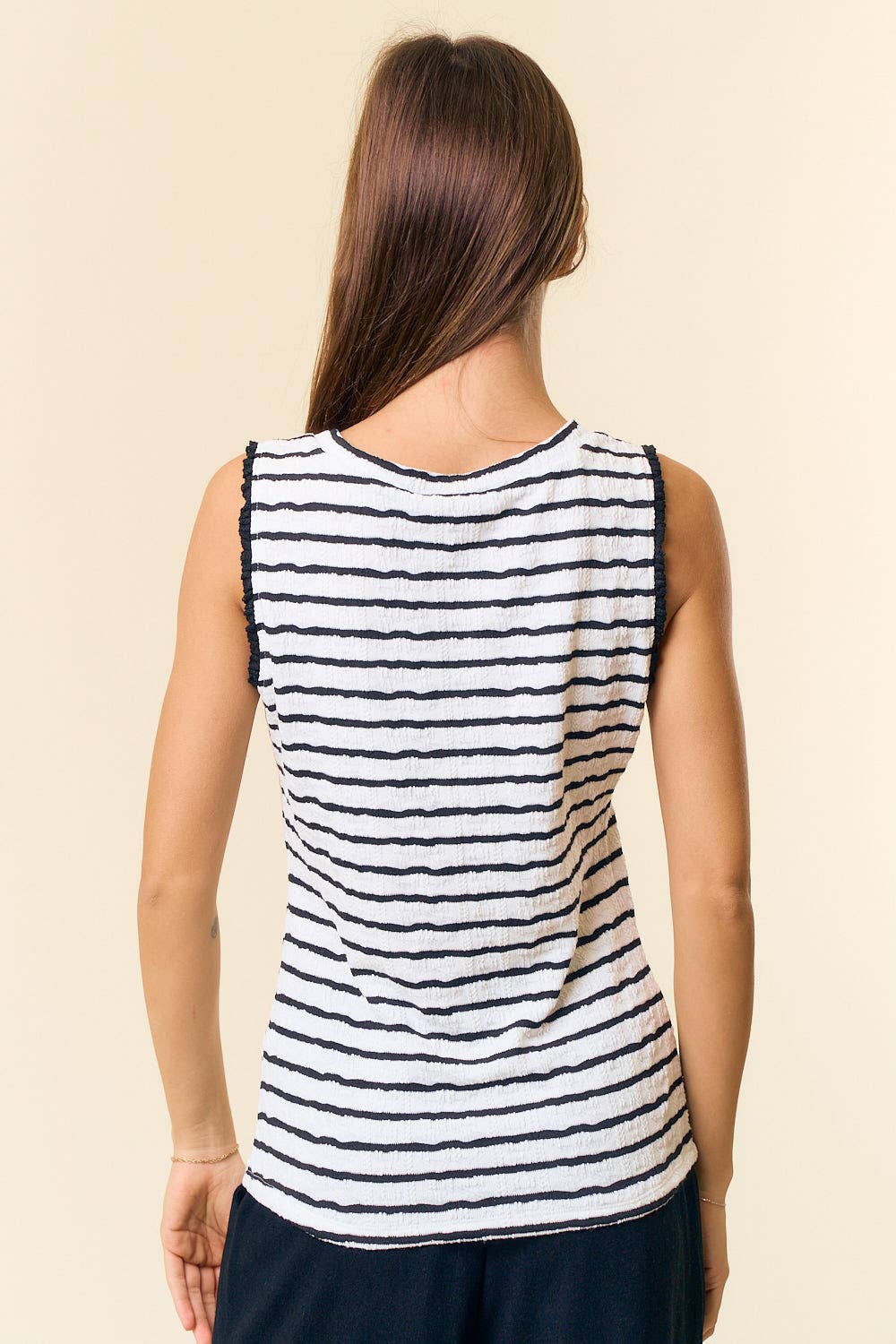 Boyle Stripe Ruffle Tank Top