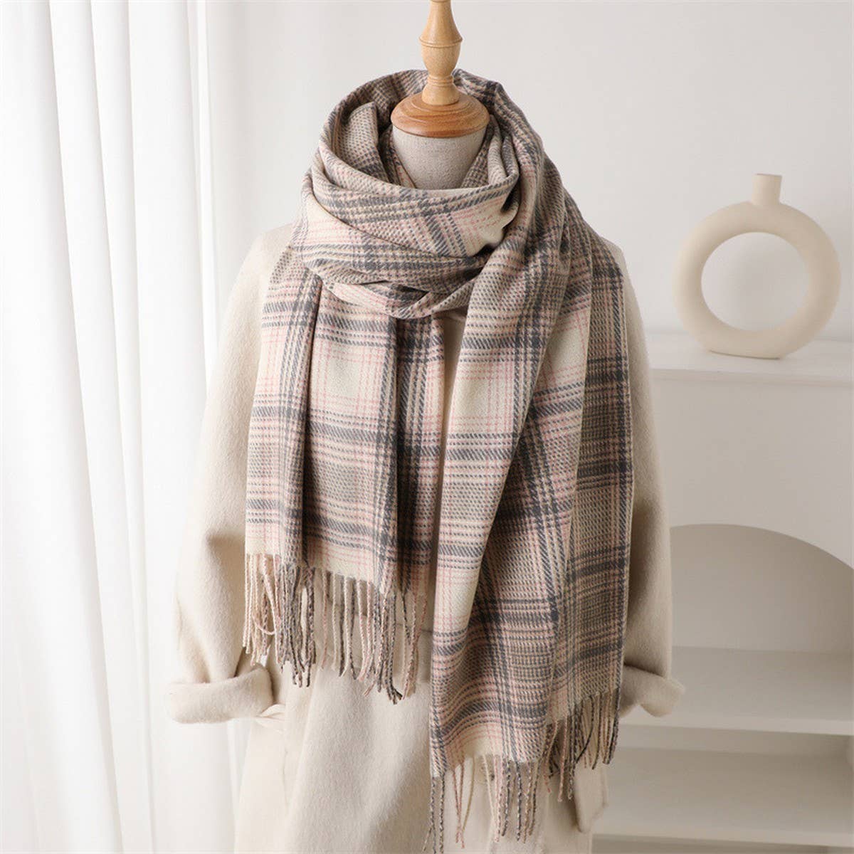 Mae Plaid Tassel Scarf (3 Colors!) PREORDER