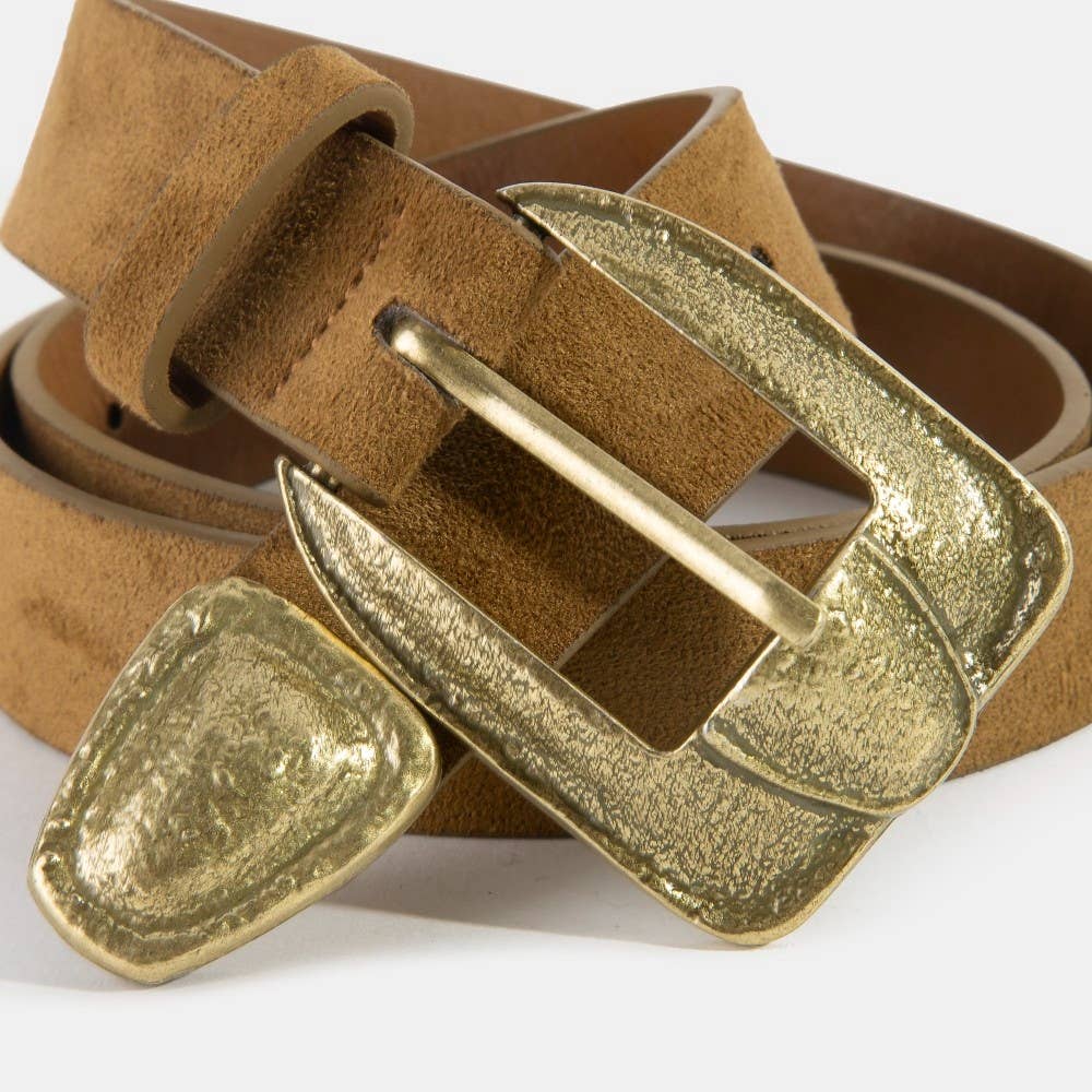 Amber Antique Square Buckle Vegan Leather Belt