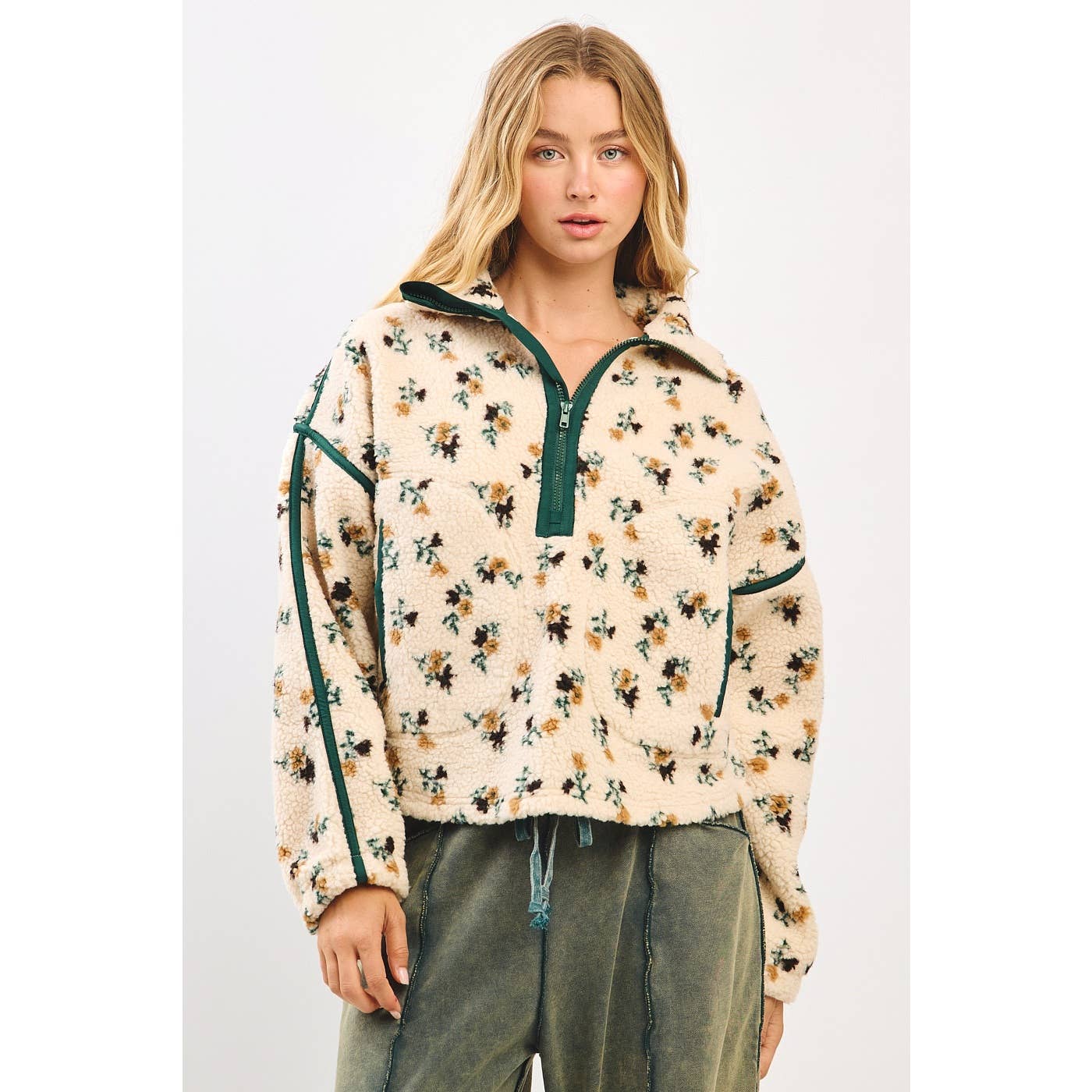 Boise Floral Fleece Zip Pullover