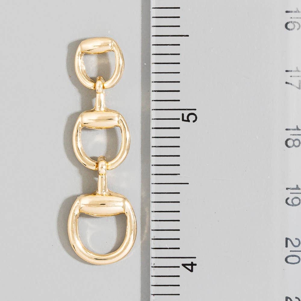 Ava Gold Triple Horsebit Drop Earrings