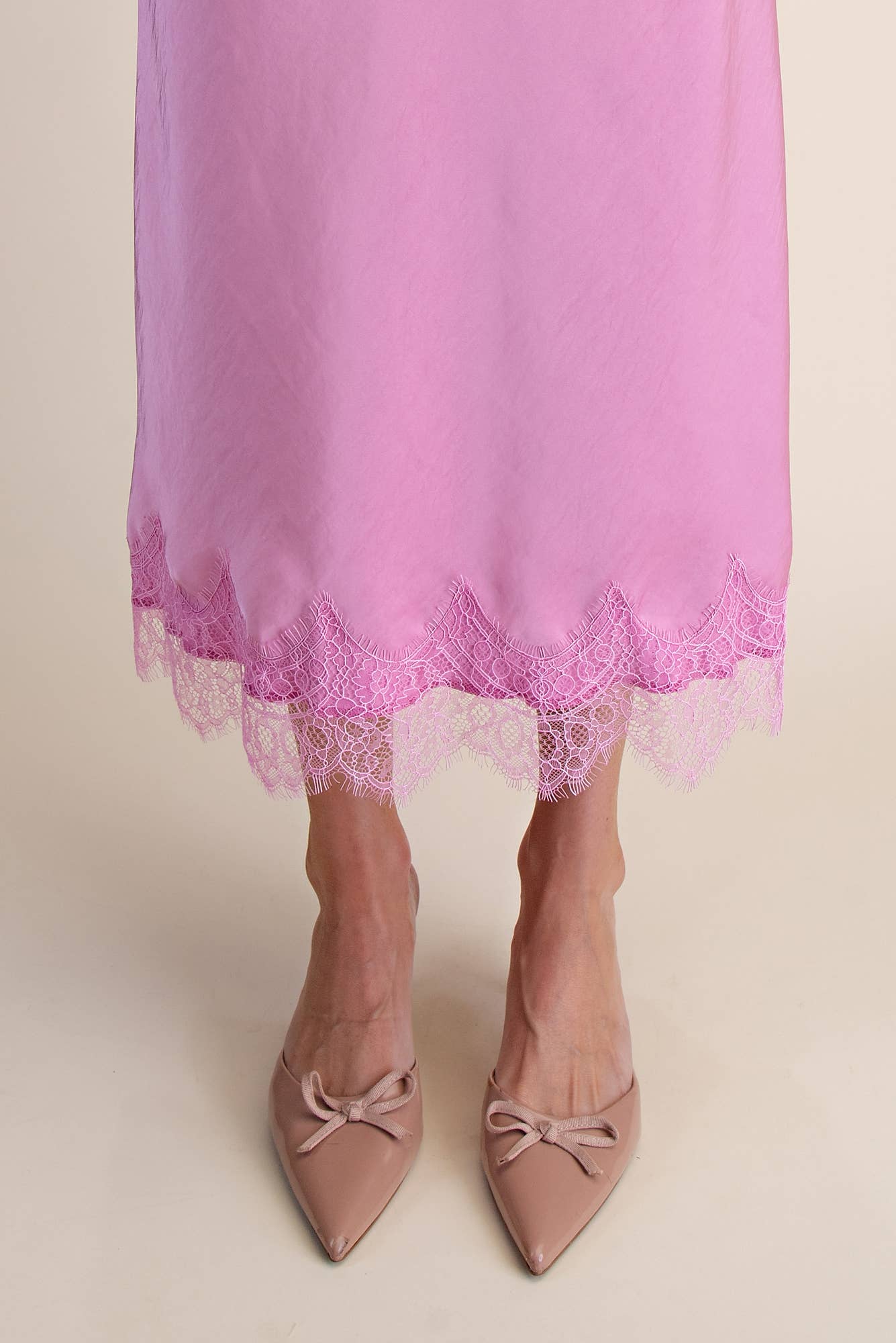 Mistie Satin Effect Lace Midi Skirt