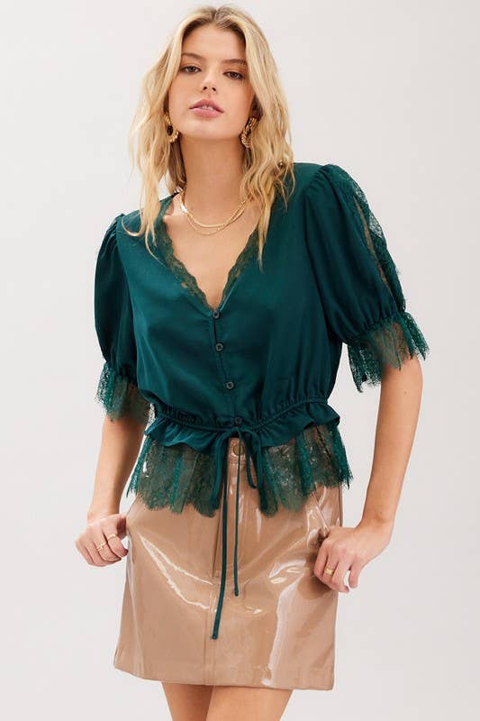Fiat Satin Lace Trim Top