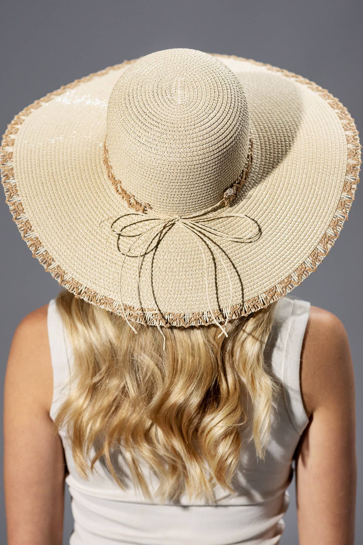 Harper Edge Detail Wide Brim Floppy Straw Hat