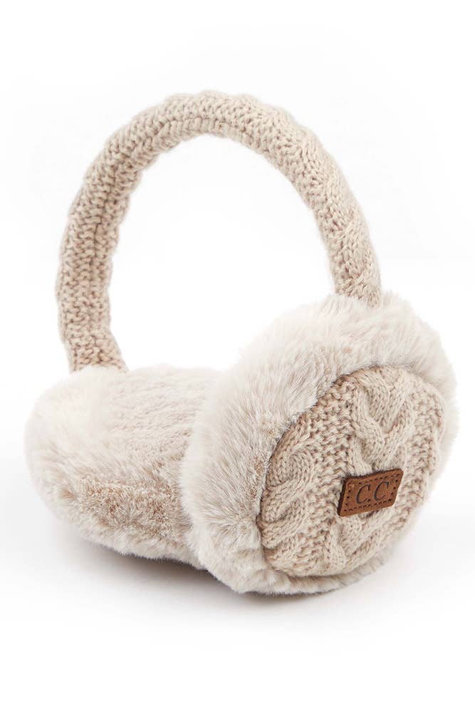 C.C Cable Knit Fur Earmuff Ear Warmers (4 Colors!)