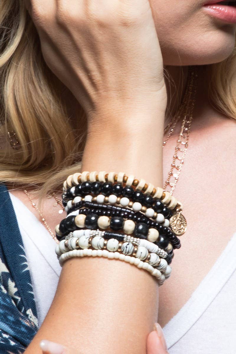 Fran 9 -in-1 Stylish Mixed Beads Bracelet Set