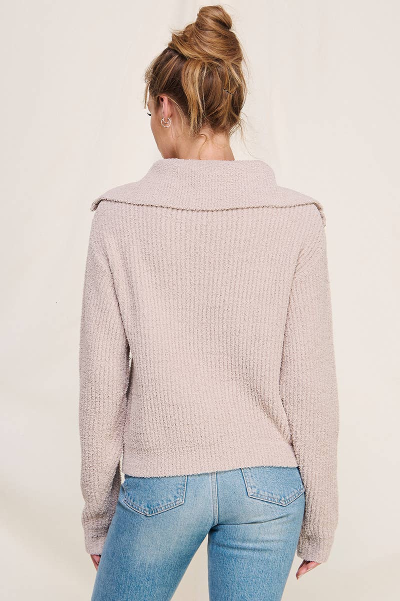 Grave Plush Half Zip Pullover Sweater -LARGE ONLY! FINAL SALE