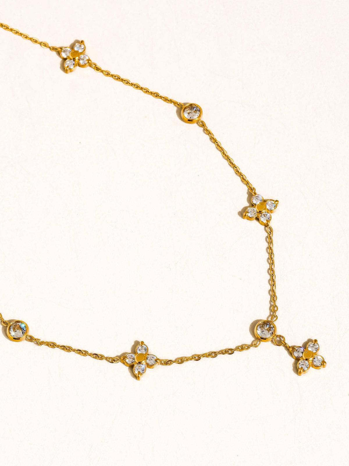 Flânerie by MAIQ Aveline 18K Gold Non-Tarnish CZ Floral Chain Necklace