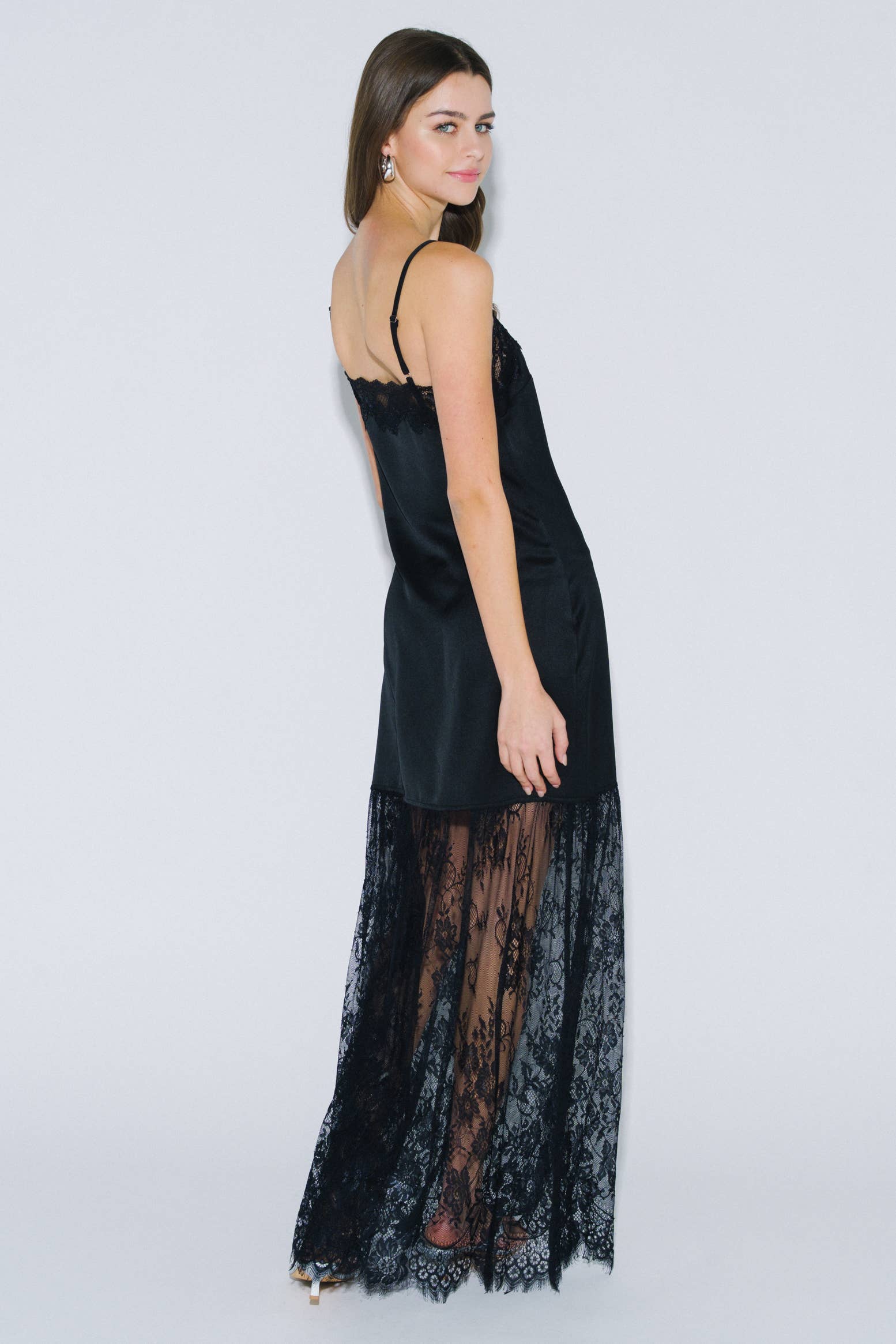 Renee Lace Mix Satin Slip Maxi Dress