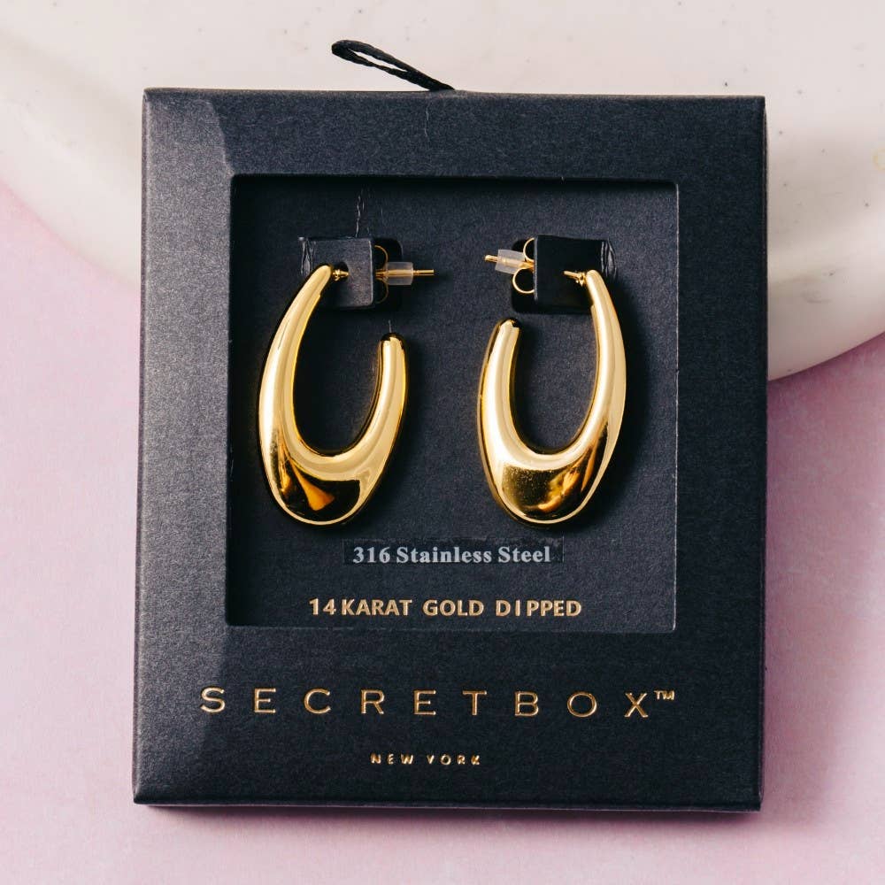 Biggs Gold Dipped Puffy Oval Hoop Earrings