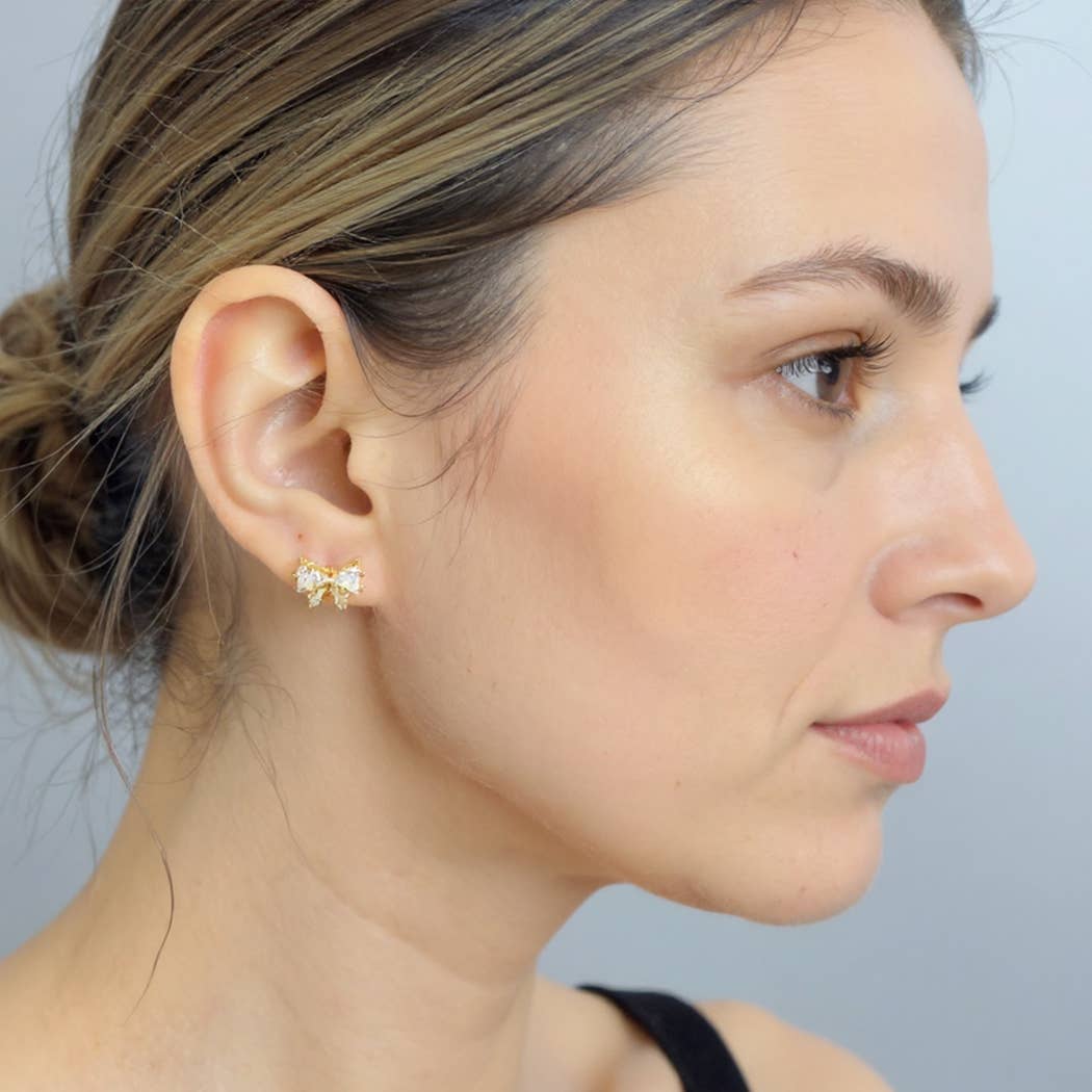 Noah 14K Gold Dipped Bow Stud Earrings with CZ Earrings