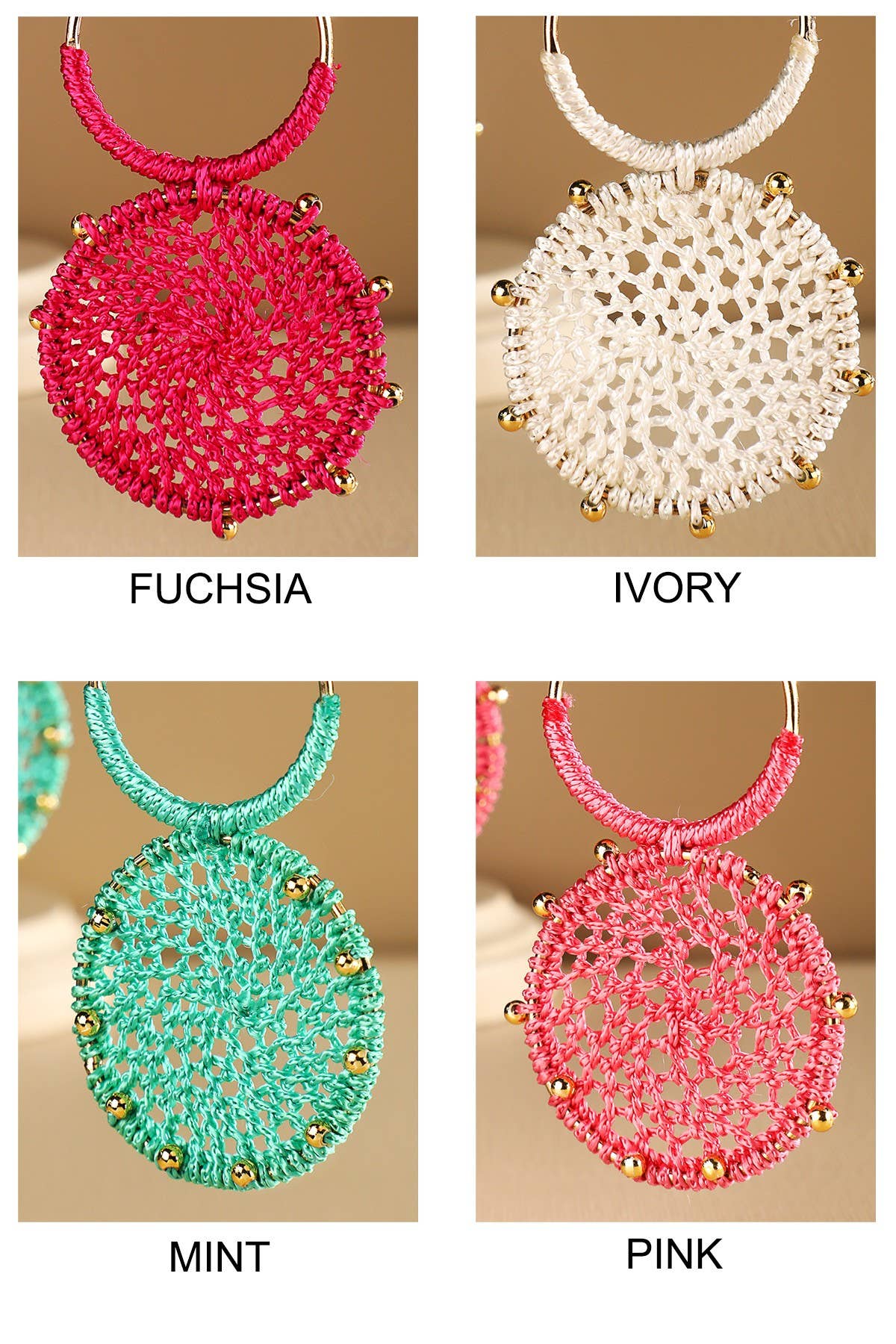 Rattan Knitted Round Tiers  Drop Earring