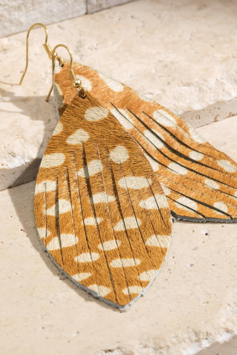 Flay Genuine Leather Feather Earrings