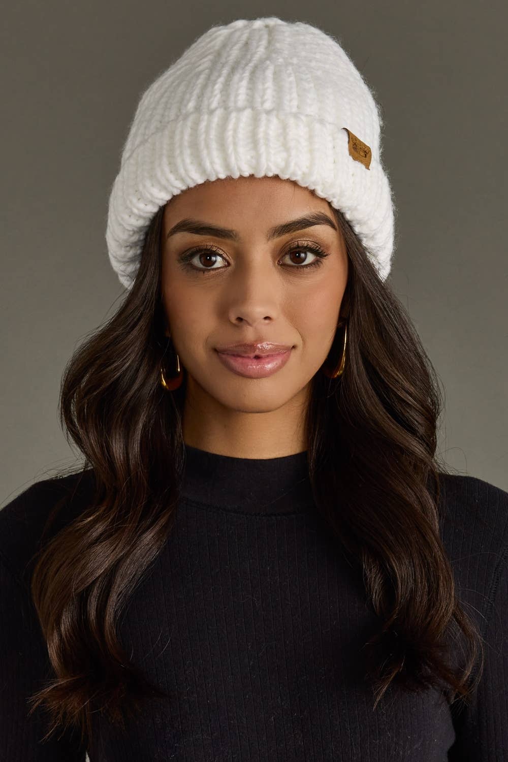 Wendy White Chunky Knit Beanie